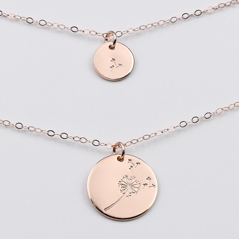 Mother Daughter Necklace Set Dandelion necklace. Mother daughter dandelion necklace set. Sterling silver, gold filled or rose gold filled image 1