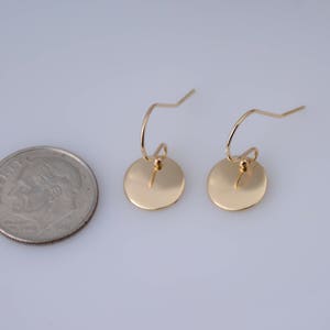 14K solid gold earrings. 14K solid gold tiny disc earrings. Tiny gold disc earrings. Simple earrings. Dainty earrings. Gift for her. image 3