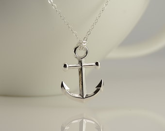 Anchor necklace. Sterling silver anchor necklace. Simple anchor necklace. Gold anchor necklace