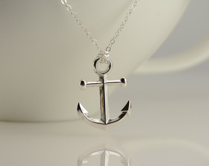 Anchor necklace. Sterling silver anchor necklace. Simple anchor necklace. Gold anchor necklace