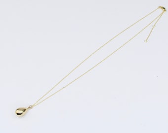 14K Gold Teardrop Necklace - 14K Gold Adjustable Tear Drop Necklace