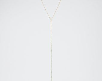 14K Gold Delicate Y Necklace