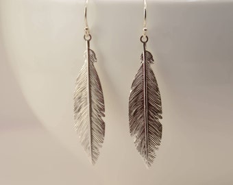 Feather earrings. Sterling silver feather earrings
