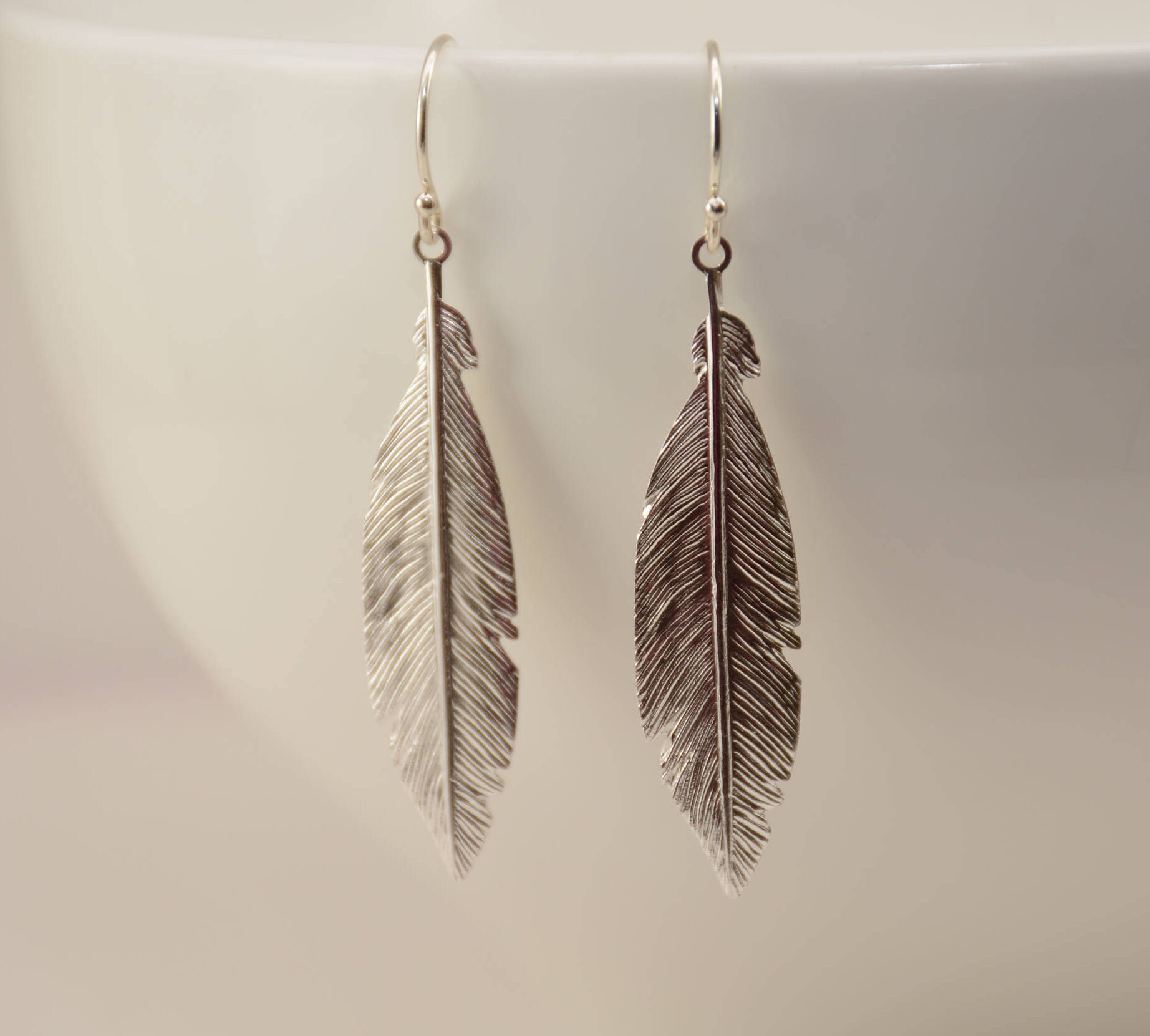 1pair Personality Stylish Bohemian Style Gemstone Inlay Feather Vintage  Silver Dangle Earrings For Women | SHEIN