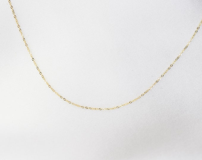 14K Solid Gold Super Delicate Necklace. 14k gold thin delicate chain necklace.