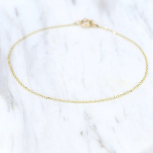 Dainty Gold Personalized Chain Jewelry, 14k Solid Gold Delicate Bracelet, Thin Chain, Layering, Stackable, Gift for Women