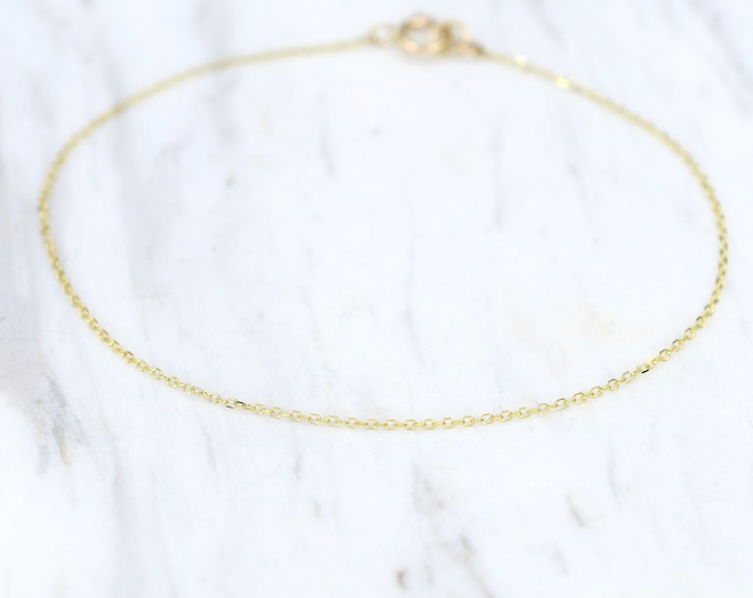 Dainty Gold Personalized Chain Jewelry, 14k Solid Gold Delicate Bracelet, Thin Chain, Layering, Stackable, Gift for Women
