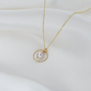 14K Gold Pearl Necklace. Adjustable necklace