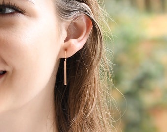 ピアス LESS IS MORE Single sale 14k gold bar earrings TriplehoopDiamondHuggie_1200x1