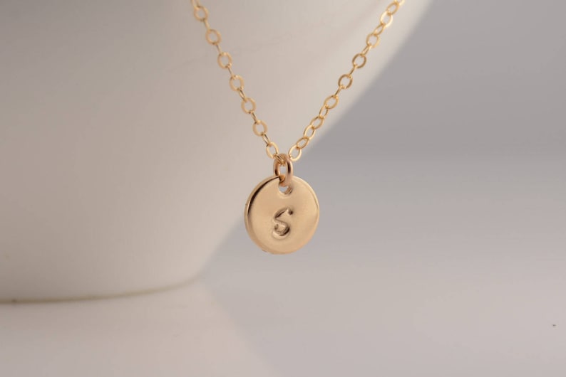 Gold disc necklace Small disc necklace Tiny disc necklace Tiny initial necklace Personalized small disc necklace