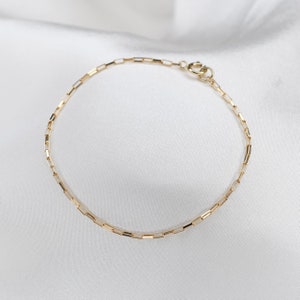 14K Gold Rectangle Box Chain Bracelet