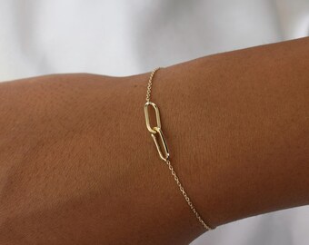 14K Solid Gold Infinity Bracelet, Delicate Sparkle Diamond-Cut Chain, Daily Wear Bracelets Gold, Linked Charm Bracelet