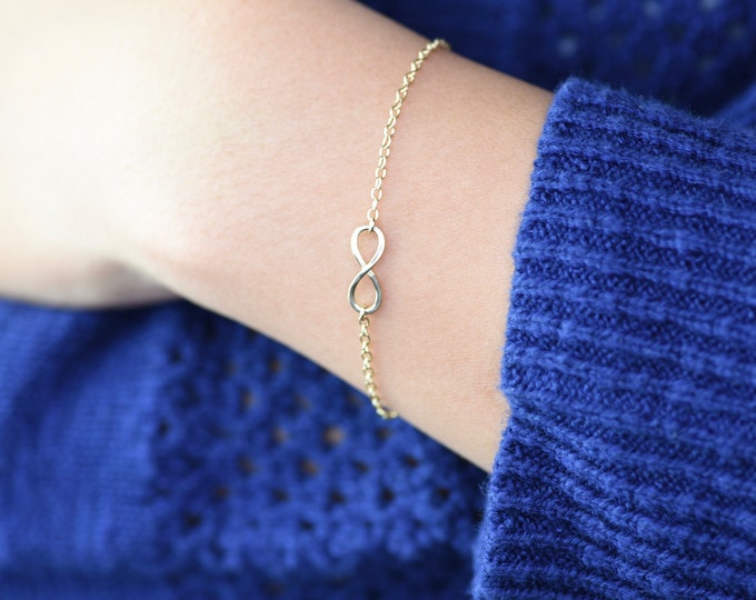 14K gold Infinity bracelet - Solid Gold Bracelet