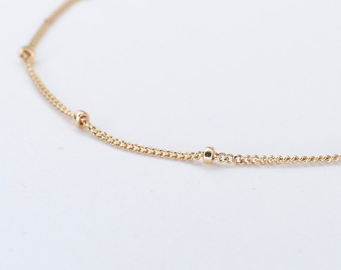 14K Gold Satellite Chain Anklet. 14K Gold Delicate Anklet