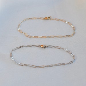 14K Gold Paper Clip Chain Bracelet. 14K White Gold Paper Clip Chain Bracelet. 14K Yellow Gold Paper Clip Chain Bracelet