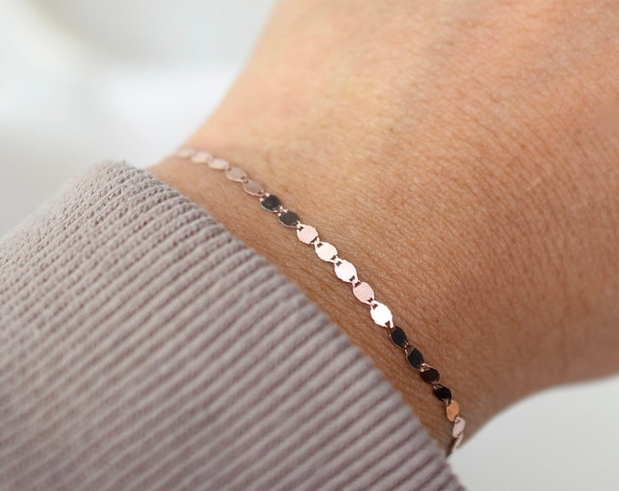 14K Rose Gold Sparkle Bracelet - 14K Rose Gold Chain Bracelet