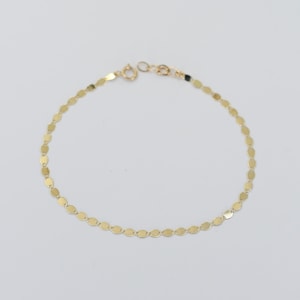 14K Solid Gold Sparkle Bracelet - 14K Gold Chain Bracelet