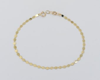 14K Solid Gold Sparkle Bracelet - 14K Gold Chain Bracelet