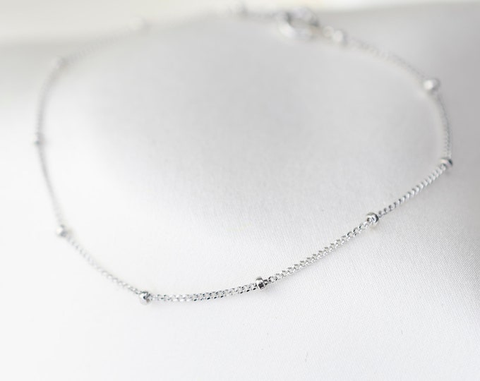 14K White Gold Satellite Chain Bracelet