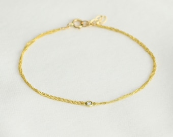 14K Double Chain Diamond Bracelet
