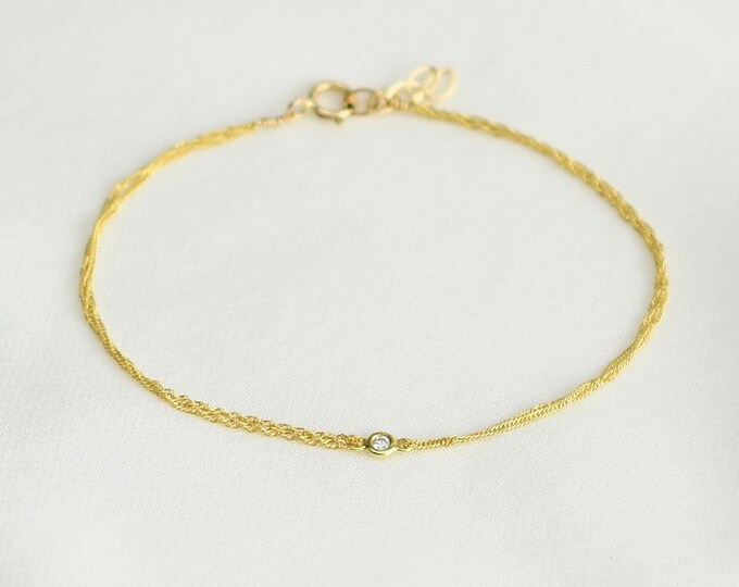 14K Double Chain Diamond Bracelet