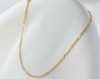 14K Gold Sparkle Chain Bracelet: Solid Yellow Gold