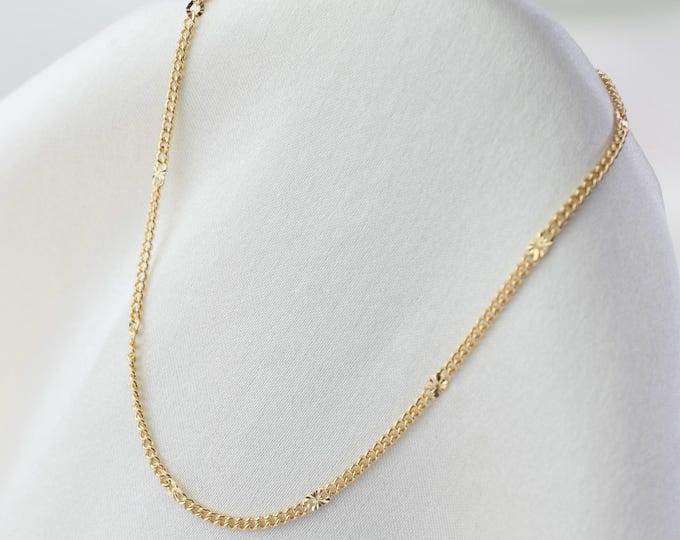 14K Gold Chain Bracelet. 14k Gold Sparkle Bracelet
