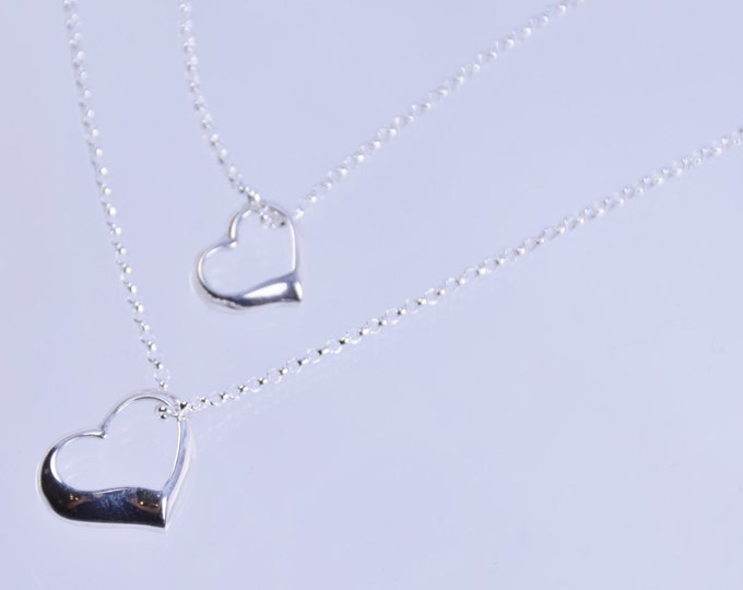 Valentine's Day Gift - Mother daughter open heart necklace set, Mother and Daughter Heart necklace set