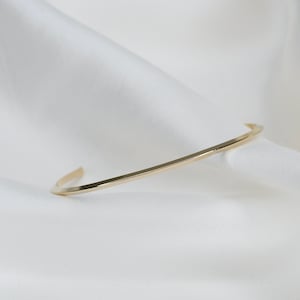 14K Solid Gold Cuff Bracelet, Minimalist Cuff Bracelet