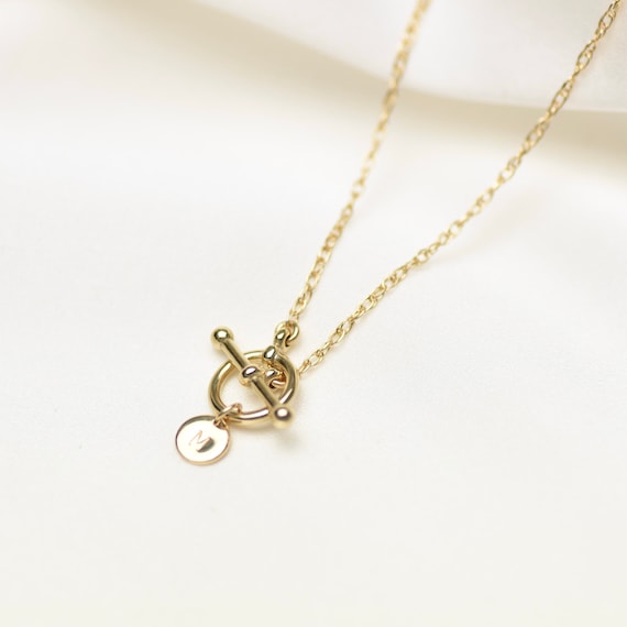 14K Gold Toggle Necklace 14K Gold Initial Necklace Etsy Australia