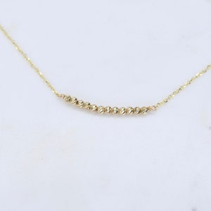 14K Gold Tiny Beads Necklace, 14k Dainty Necklace