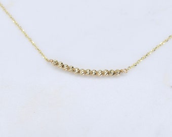 14K Gold Tiny Beads Necklace, 14k Dainty Necklace