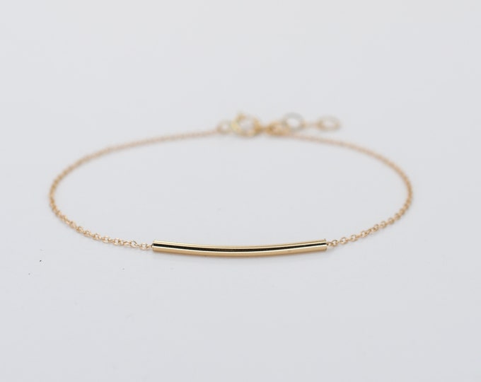 14K gold bar bracelet