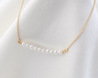 14K Solid Gold Pearl Bracelet: Delicate Cable Chain