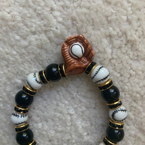 In the CATCHERS MITT! Baseball Beaded Charm Bracelet