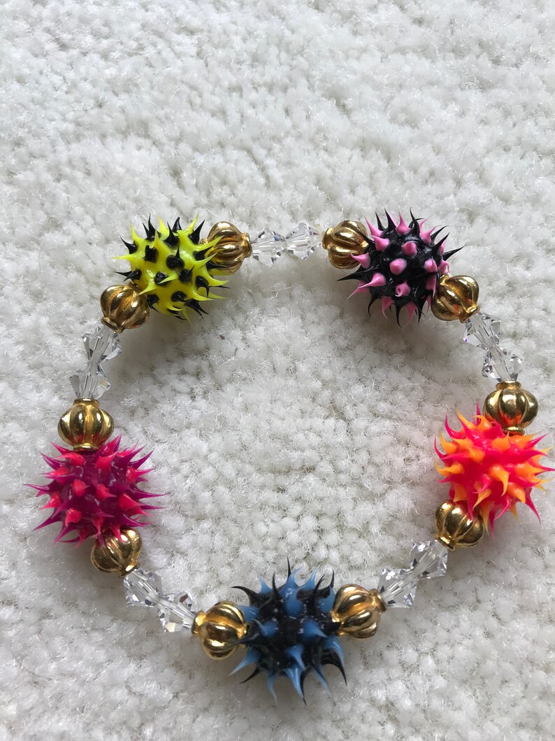 Download Multi Color Beaded RUBBER SPIKE BRACELET | Etsy