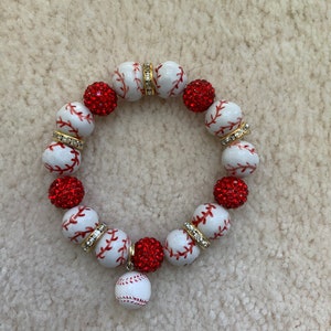 I LOVE BASEBALL ! Beaded Charm Bracelet