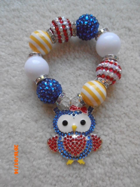 BIG BEAD OWL Charm Bracelet