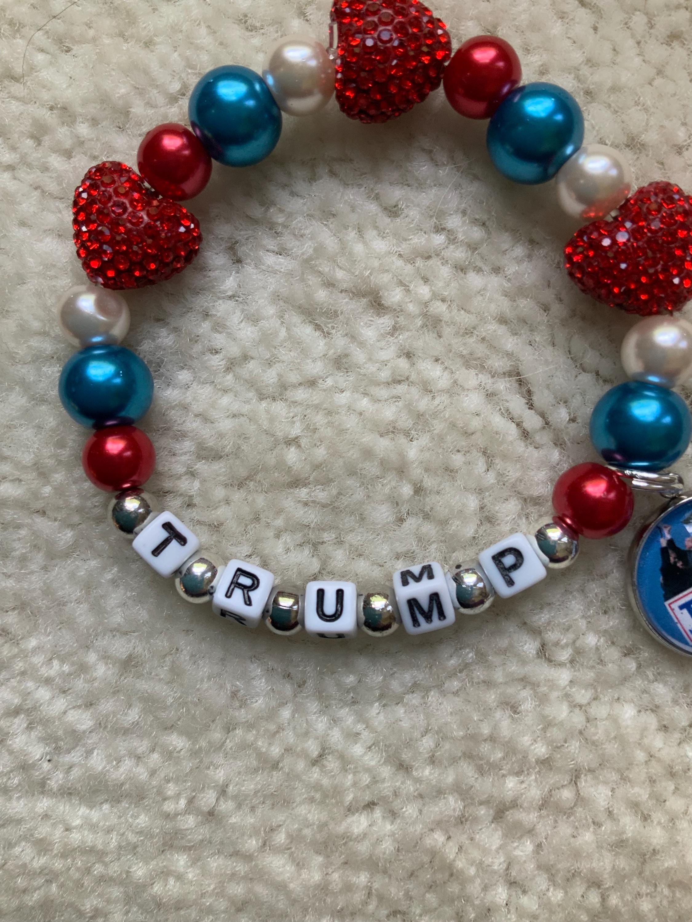 I Love TRUMP! Crystal Heart Beaded REPUBLICAN Party Bracelet - Etsy