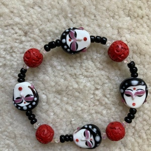 ASIAN LADIES on my Wrist!  beaded bracelet