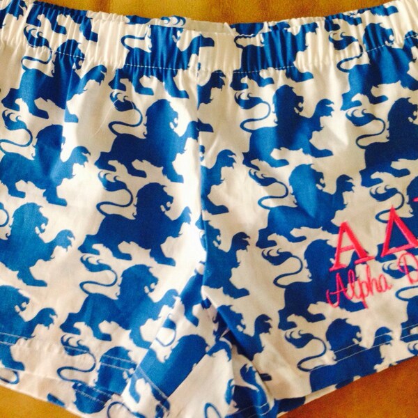 Alpha delta Pi pajama shorts with letters:Ready to ship