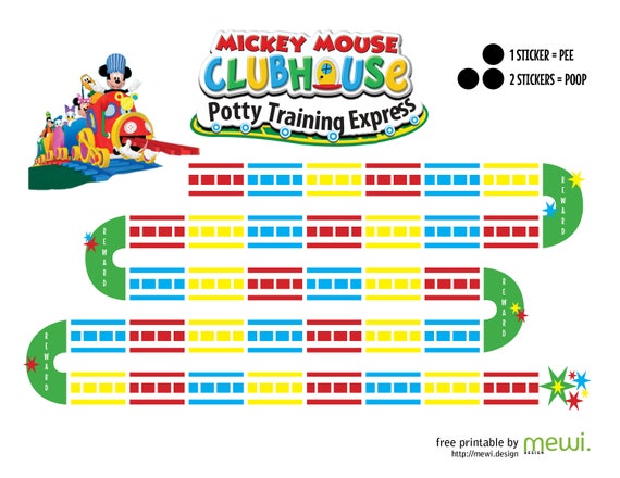 Free Printable Mickey Mouse Potty Training Express Chart Etsy