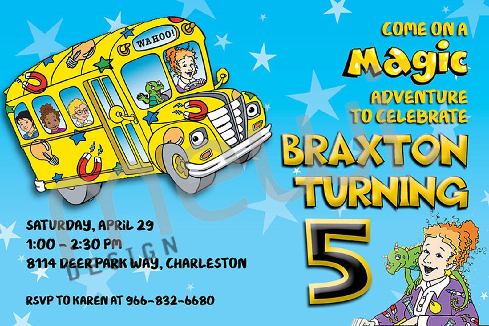 Magic School Bus Birthday Invitation CUSTOM PRINTABLE | Etsy