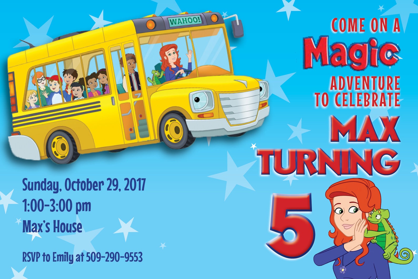 Magic School Bus Rides Again Birthday Invitation CUSTOM | Etsy