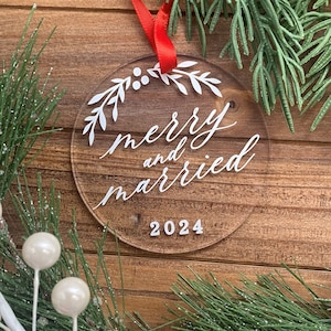 Merry and Married Newlywed Christmas Ornament