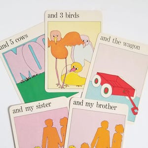 Lot de 5 cartes d'art vintage MoMA - soeurs, frère et animaux de la ferme - impressions Pop Art colorées - Museum of Modern Art