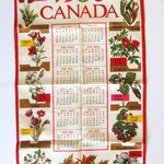 Vintage Unused Linen Tea Towel - Canada 1986 Calendar Towel - Provincial Flowers Wall Hanging - Kitchen Wall Decor - Botanical Art Print