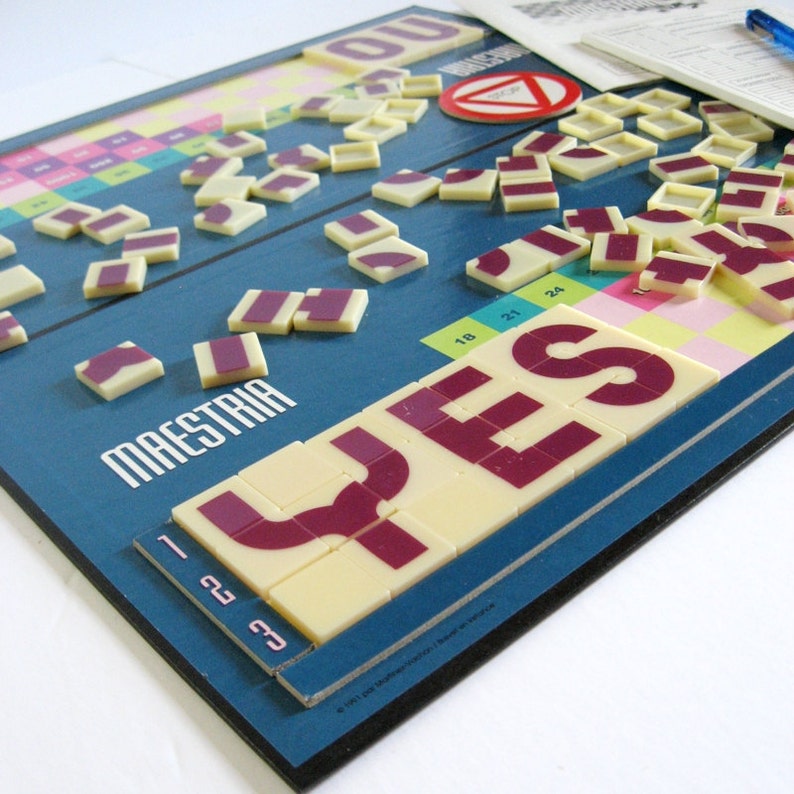 Maestria Word Tile Board Game Vintage 90s Scrabble Style Etsy Canada