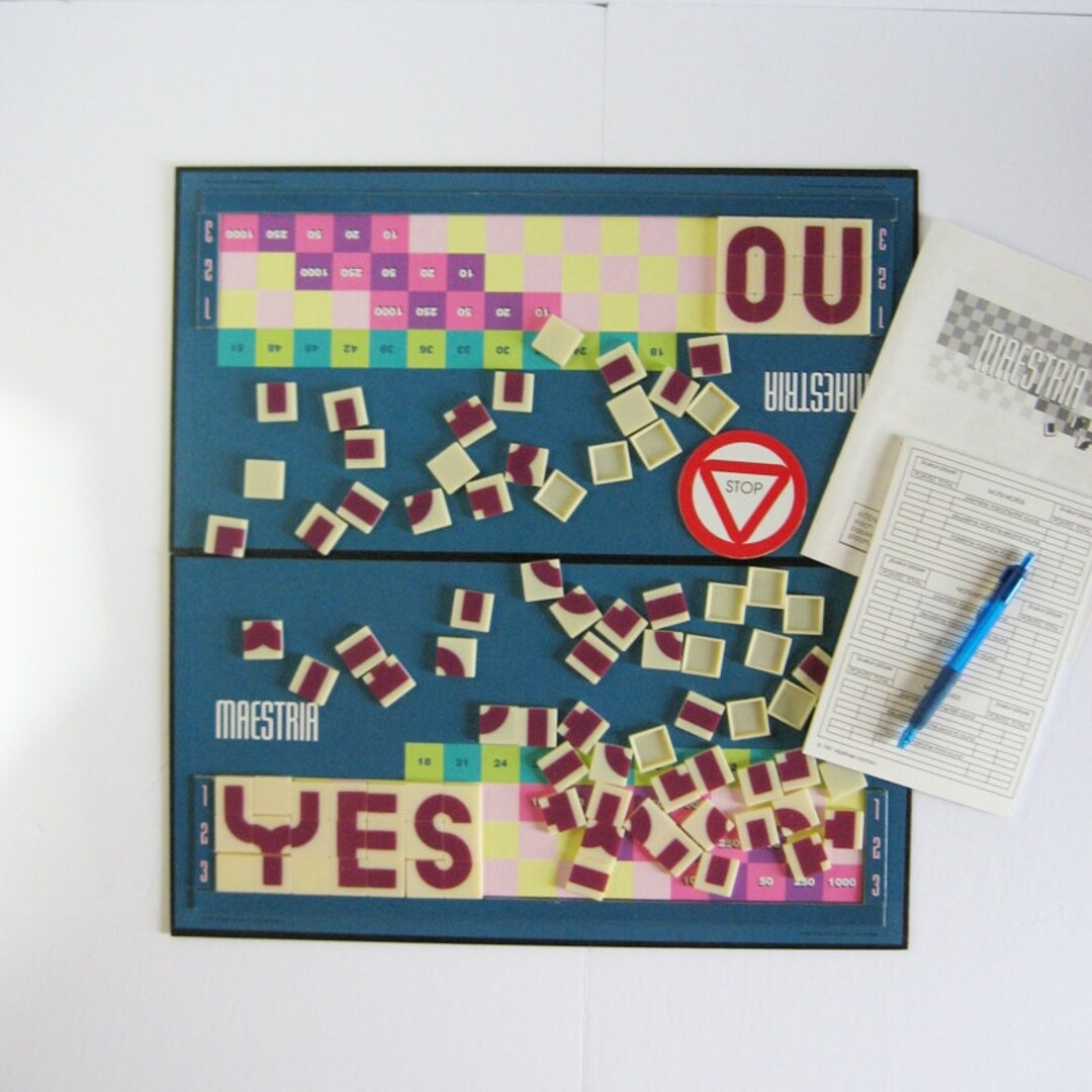 Maestria Word Tile Board Game Vintage 90s Scrabble Style Collectible ...