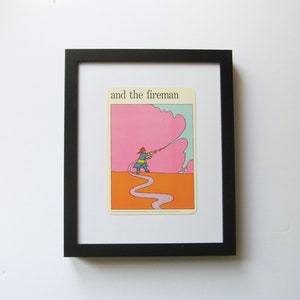 the fireman Pop Art Illustration Print - Vintage MOMA Art Card